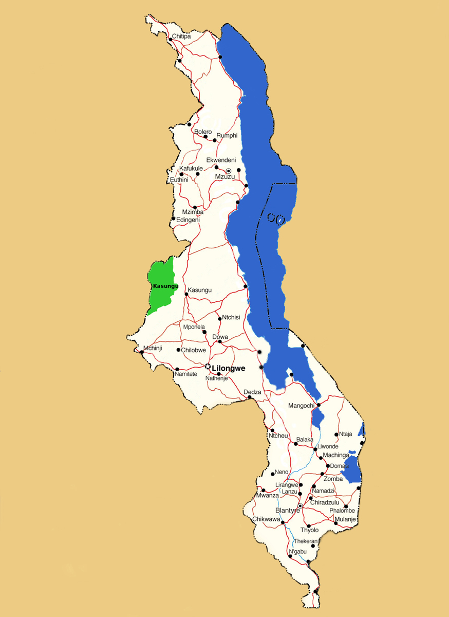 Map showing location of Kasungu National Park