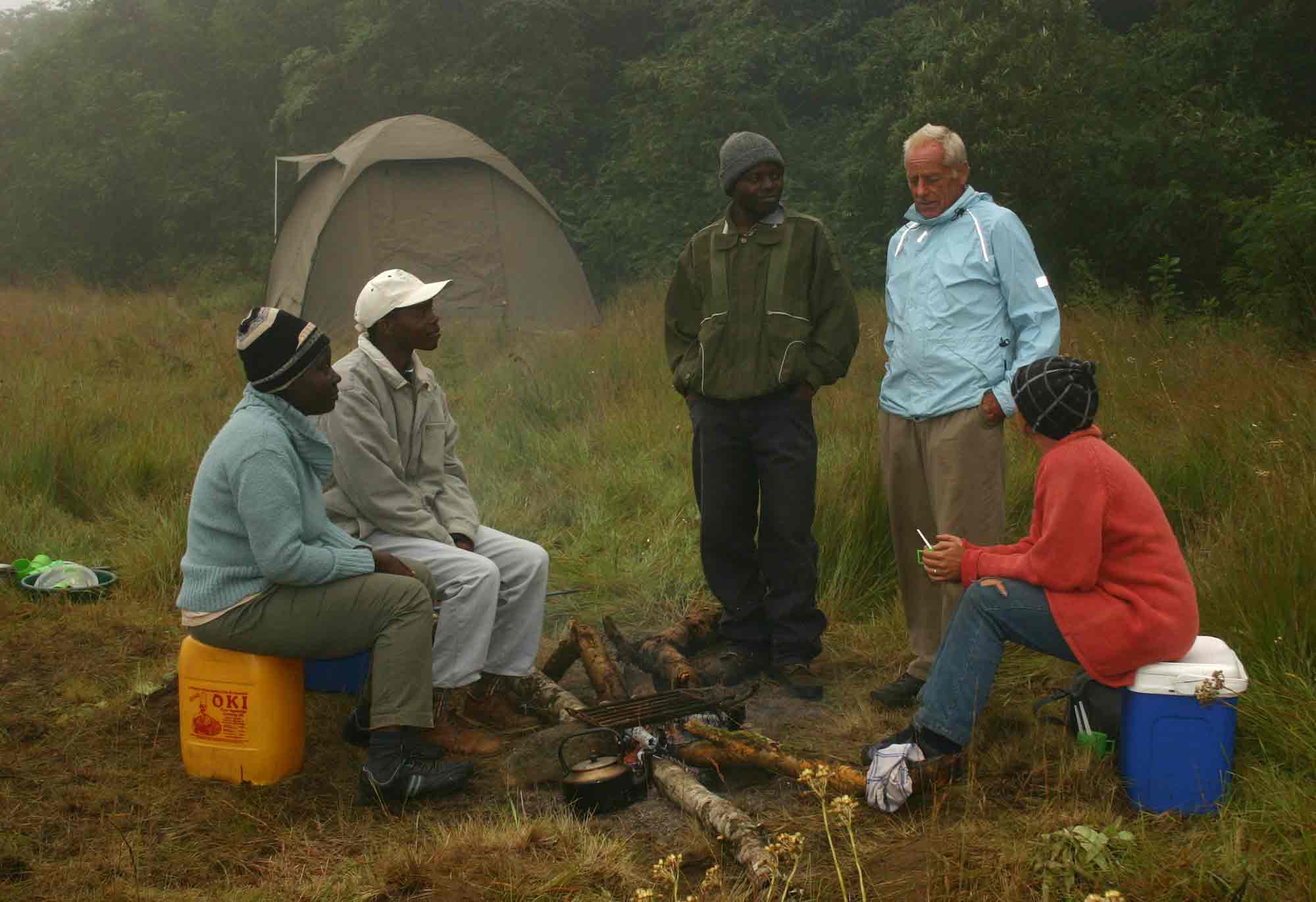 Tom Mueller and others on Mount Gorongosa, Mozambique.