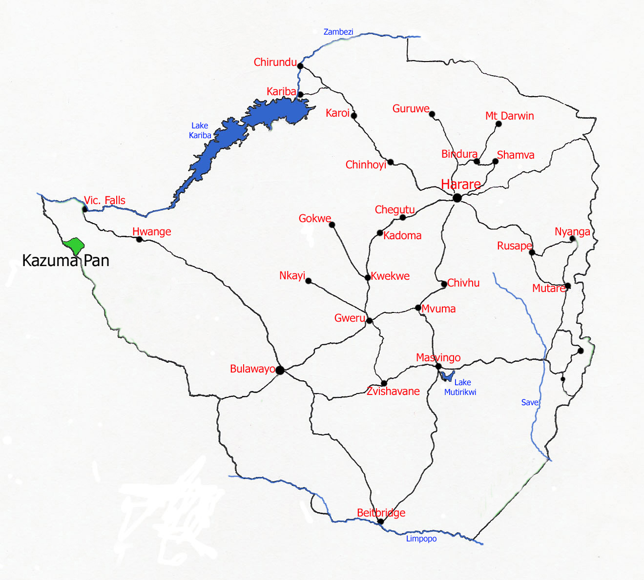 Map showing location Kazuma Pan National Park.