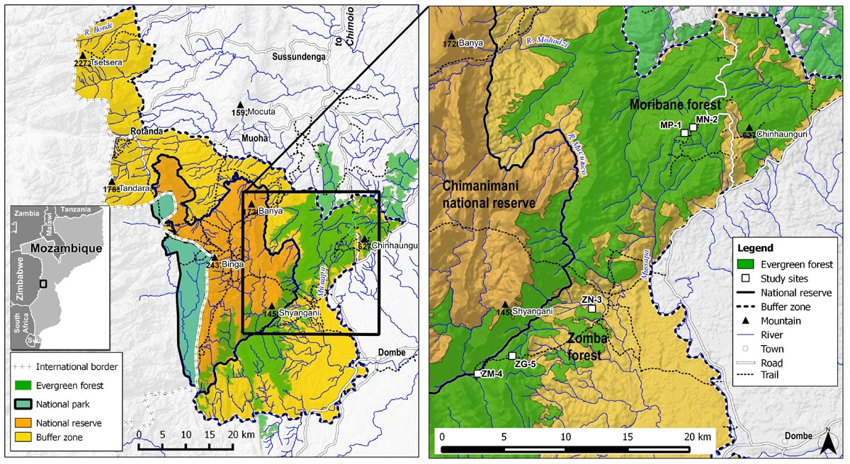 Map showing the locations of the survey plots