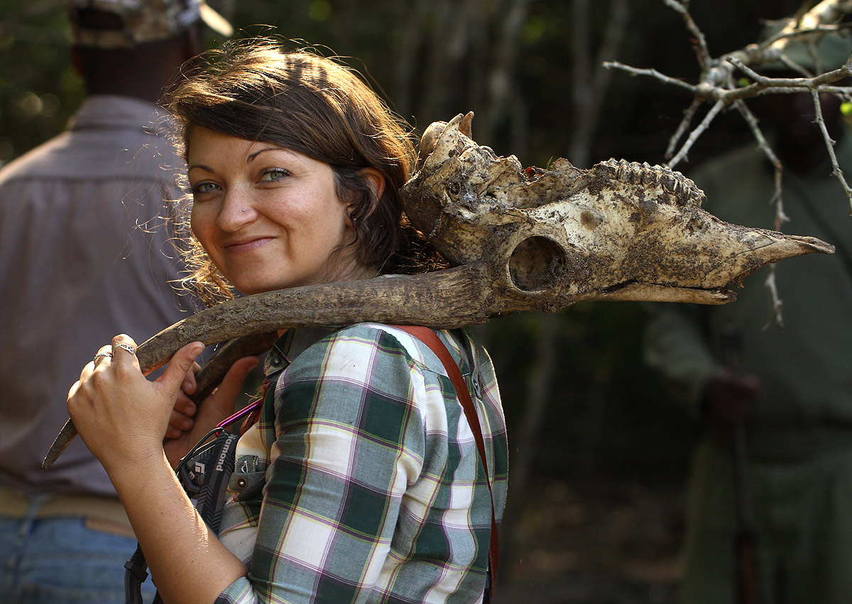 Jen Guyton stretching her limits as a small mammals specialist, Gorongosa National Park. 